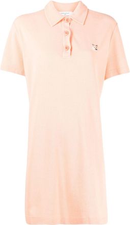 Maison Kitsuné logo-embroidered polo dress - women - Cotton - L - Pink