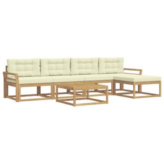 vidaXL Conjunto De Sof&aacute;s De Exterior 6 Pcs Blanco Y Crema Vidaxl