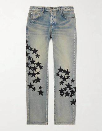 Amiri Womens AMIRI LEATHER STAR STRAIGHT JEANS - Size: 14/32in