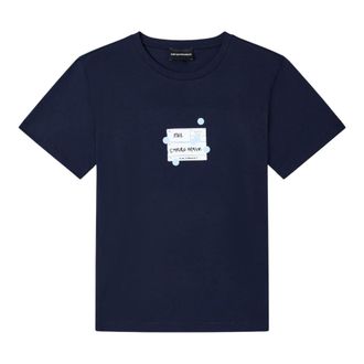 Emporio Armani Dames, Tops, Blauw, Maat: S Katoen