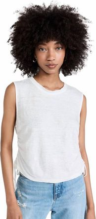 Frame Denim Side Cinch Muscle Tee In Blanc, White