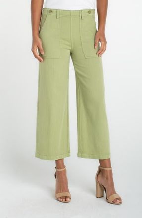 Liverpool L.A. High Waist Crop Wide Leg Utility Pants in Lotus at Nordstrom, Size 12P