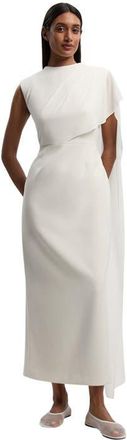 Karen Millen Tailored Cape Drape Maxi Dress in Ivory at Nordstrom, Size 10