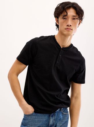 Le 31 Mens Soft jersey Henley Shirt T-shirt Standard fit