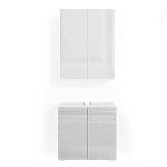 Vicco Conjunto De Muebles De Ba&ntilde;o Freddy, Blanco Alto Brillo, 2 Piezas