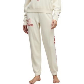 Barefoot Dreams Smiley Sun Stars CozyChic Ultra Lite Joggers in Cream-Light Poppy Red at Nordstrom, Size X-Large