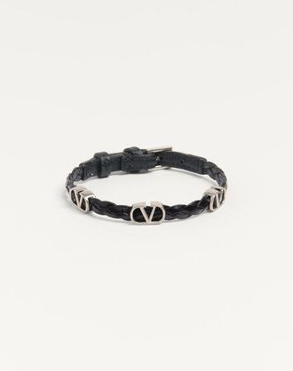 Valentino Garavani Bracciale Vlogo Signature In Vitello Intrecciato Uomo NERO UNI