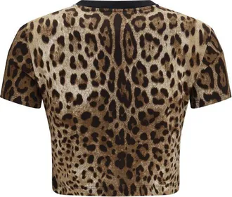 Dolce & Gabbana Leopard-Print Cropped T-shirt - Beige