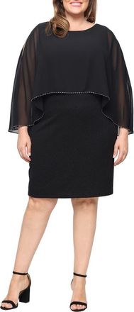 S.L. Fashions Beaded Chiffon Overlay Sheath Dress in Black at Nordstrom, Size 14W