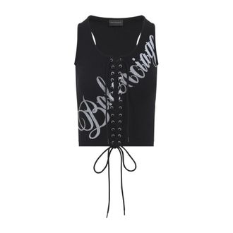 Balenciaga Sleeveless Tops, female, Black, XS, Lace Up Top