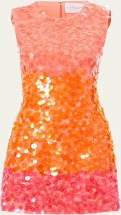Carolina Herrera Stripe Sequined Sleeveless Mini Dress