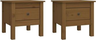 vidaXL Vidaxl - Mesa Auxiliar 2 Uds Madera Maciza Pino Marr&oacute;n Miel 40x40x39 Cm