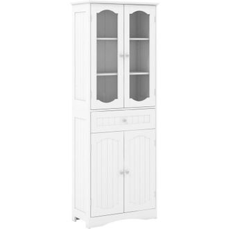 Costway 160cm Tall Bathroom Storage Cabinet Freestanding Linen Cabinet-White