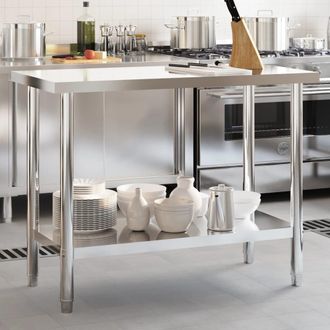 vidaXL Vidaxl - Mesa De Trabajo De Cocina Acero Inoxidable 110x55x85 Cm