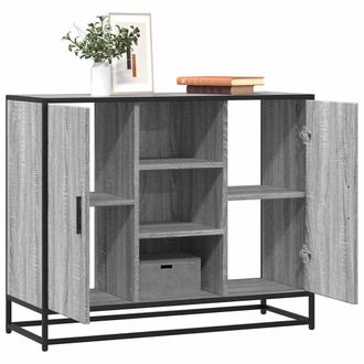 Berkfield Home Sideboard Grey Sonoma 92x35x76 cm Engineered Wood | Size: 92 x 35 x 76 cm