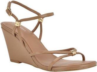 Calvin Klein Deliney Ankle Strap Wedge Sandal in Medium Natural at Nordstrom, Size 8.5