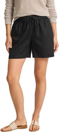 Tommy Bahama Two Palms Tie Waist Linen Shorts in Black at Nordstrom, Size X-Small