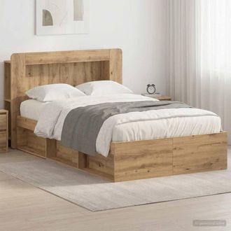 Berkfield Home Bed Frame with Storage Artisan Oak 120 x 190 cm Engineered Wood in Brown