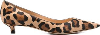 Francesco Russo 35 mm pumps met luipaardprint en kitten-hak - Beige