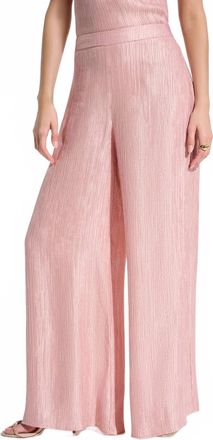 Joseph Ribkoff Crinkle Jacquard Pull-On Wide Leg Pants In Misty Rose