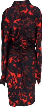 Dries Van Noten Printed Ruched Dress in Multicolor Satin