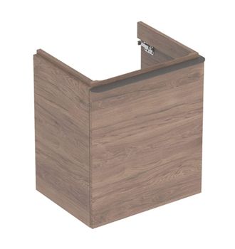 Keramag Mueble Bajo Geberit Smyle Square Para Lavabo, Con Una Puerta: Ancho 53,6cm, Alto 61,7cm, Fondo 43,3cm, Nogal Carya / Melamina Estructurada En Madera, 