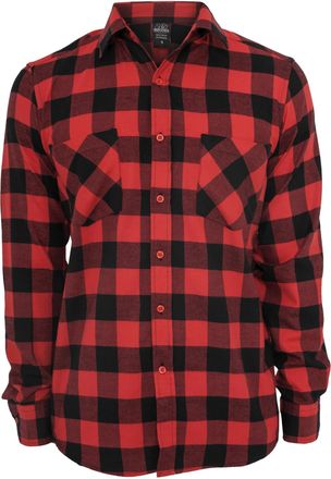 Urban Classics Heren geruit Flannel Shirt (Zwart/Rood)