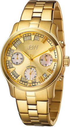 JBW Muse Chronograph Quartz Diamond Gold Dial Unisex Watch JB-6217-E