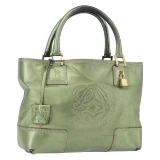Loewe Pre-owned Hand Bag - Dames - Pre-owned - Groen - Maat: ONE Size Leer
