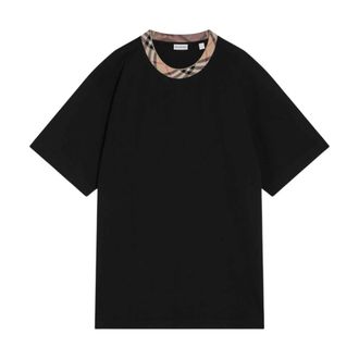 Burberry T-Shirts, male, Black, Size: 2XL Black Cotton T-shirts and Polos