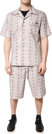 Dolce & Gabbana Beige Floral Print Cotton Men Pajama Set Sleepwear Clothing