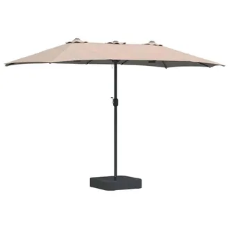 Berkfield Home Garden Parasol Folding Taupe 385 x 209 x 244 cm Fabric