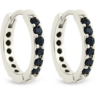 Sterling Forever Zadie CZ Everyday Hoop Earrings in Silver/black at Nordstrom Rack