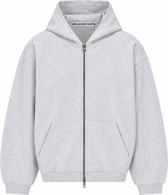 Alexander Wang Grey Light Grey Zip-Up Cotton Sweatshirt