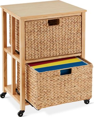 Best Choice Products Vertical Rolling File Cabinet for Home, Office w/ Rubberwood Frame, Locking Caster Wheels
