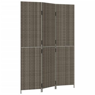 vidaXL Biombo De 3 Paneles Rat&aacute;n Sint&eacute;tico Gris Vidaxl