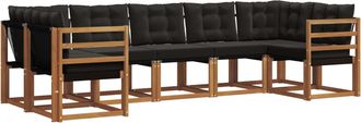 vidaXL Conjunto De Sof&aacute;s De Exterior 7 Uds. Natural Y Negro Vidaxl