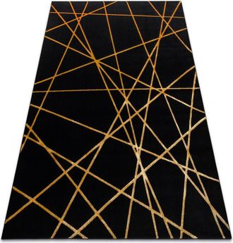 RugsX Rugsx - Alfombra Gloss Moderno 406c 86 Elegante, Glamour, Art Deco, Geom&eacute;trico Negro / Oro Black 280x370 Cm