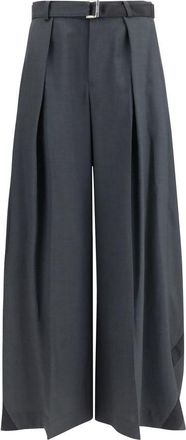sacai Gray Polyester Casual Womens Pants