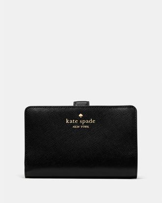 Kate Spade New York Womens Medium Bifold Wallet - Black Leather - One Size
