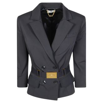 Elisabetta Franchi Blazers, female, Black, Size: M Technical Bi-elastic Jacket
