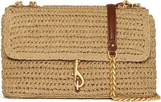 Rebecca Minkoff Medium Edie Straw Crossbody Bag in Natural/Tawny at Nordstrom