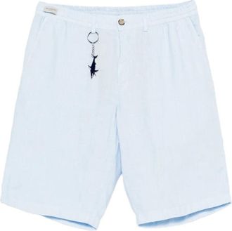Paul & Shark Blue Relaxed-Fit Linen Shorts