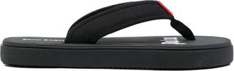 Palm Angels logo-tag flip flops - men - Cotton/Rubber/Polyester - 40 - Black