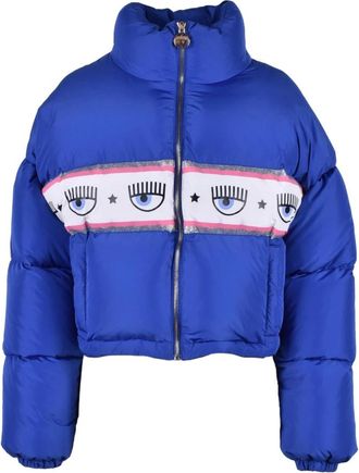 Chiara Ferragni Jassen, Dames, Blauw, 2Xs, Polyester, Gewatteerde jas met ritssluiting