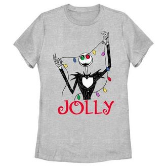 The Nightmare Before Christmas Womens The Nightmare Before Christmas Jack Jolly Christmas Lights Graphic T-Shirt in Athletic Heather at Nordstrom, Size X-Large