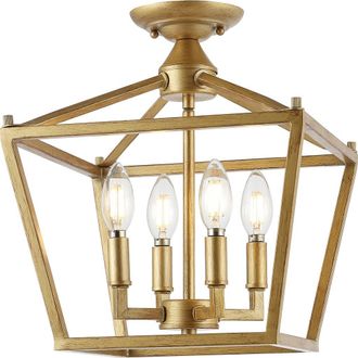 Jonathan Y Designs Plains 4-Light Iron Modern Farmhouse LED Flush Mount in Brass Gold at Nordstrom