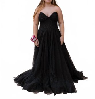La Femme Womens Stunning Strapless Prom Dress In Black