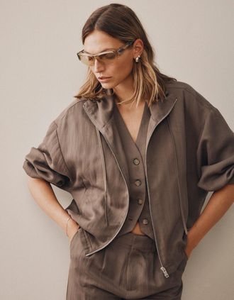 Fynch-Hatton Womens Soft twill jacket in truffle brown - Size: 12