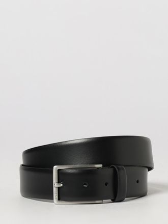 HUGO BOSS Cintura in pelle liscia con fibbia ad ardiglione e logo inciso